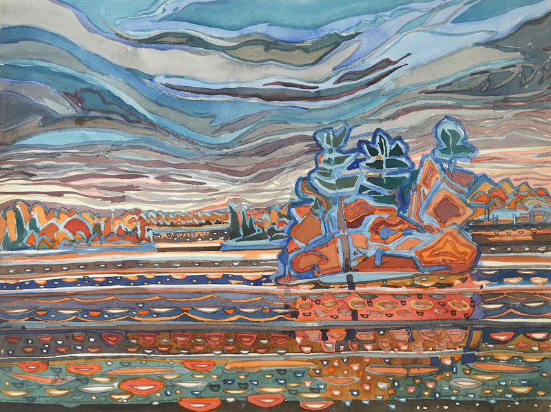 Philippa Mary Burrows Faulkner, Sharbot Lake, watercolour, 1990 - view 2