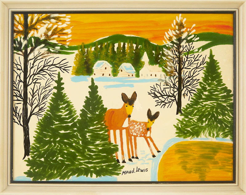 Maud Lewis, Deer by a Pond