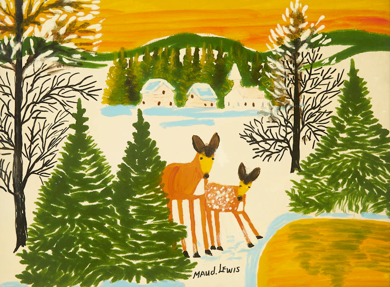 Maud Lewis, Deer by a Pond, mixed media on masonite, circa 1968 - view 2