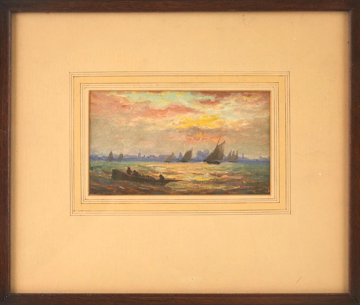 Arthur Rutherford Wilbur, Boating at the Foot of the City, watercolour