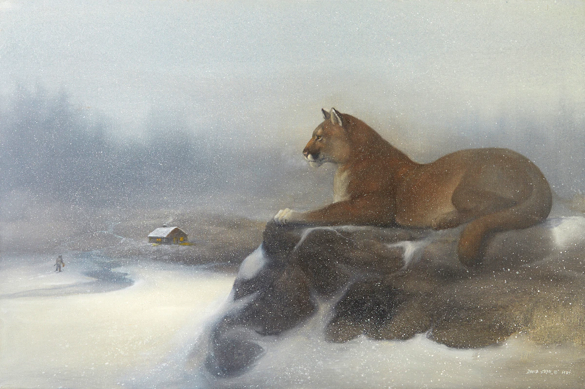 David Jean, On the Ledge, Winter , acrylic on canvas, 1989