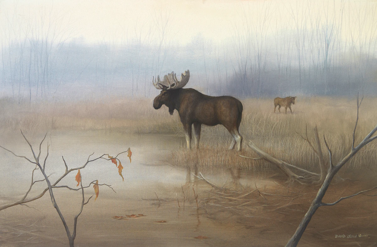 David Jean, Misty Morning by the River, acrylic on canvas