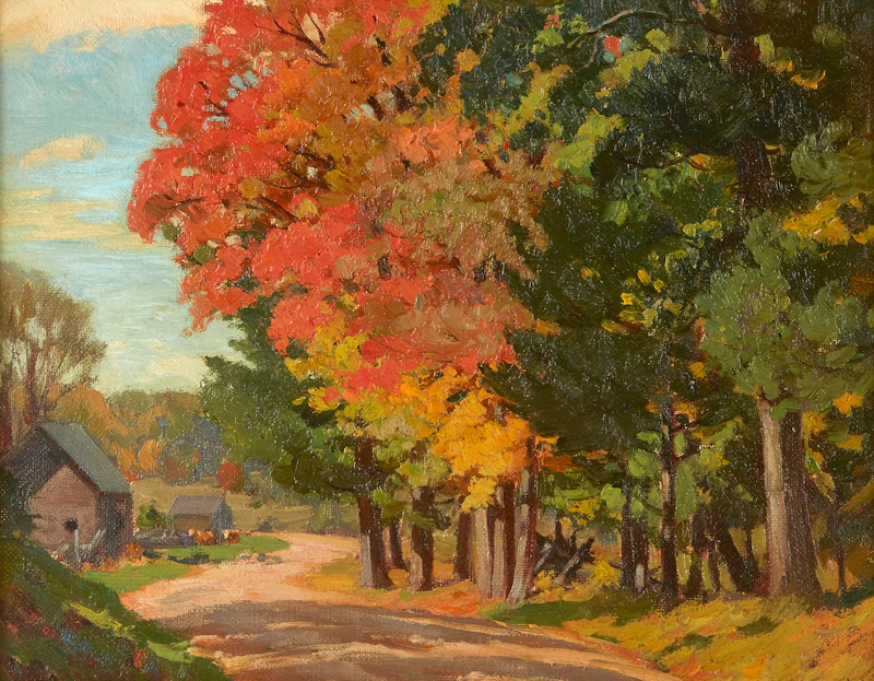 Herbert Sidney Palmer, The Winding Road, Carnarvon, Haliburton, oil on masonite - view 2