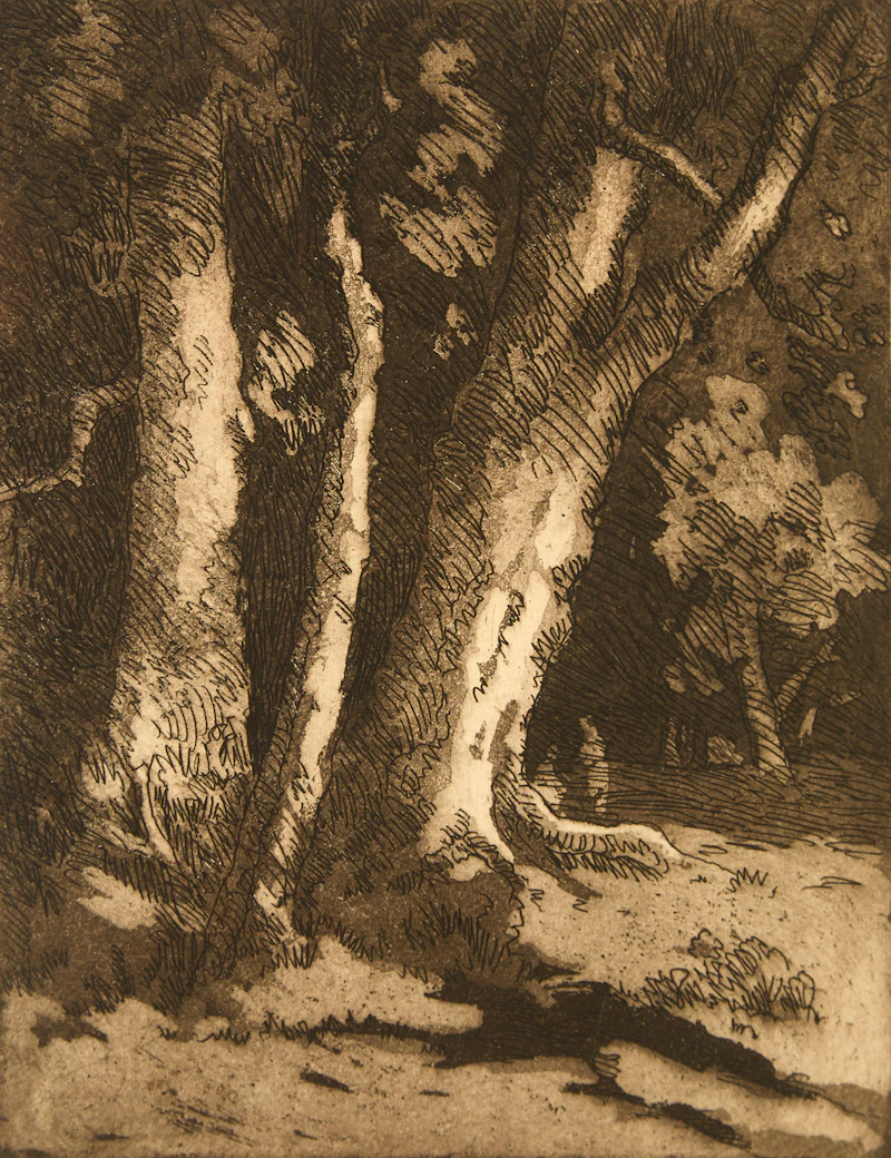 Carl Henry von Ahrens, Pair of Forest Scenes, pair of etchings - view 5
