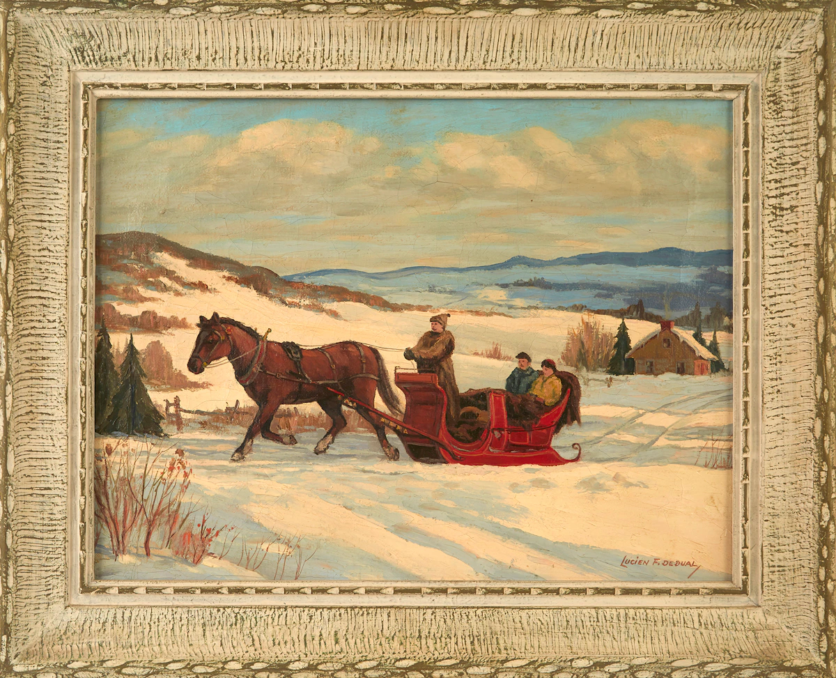Lucien De Dual, Red Sleigh, oil on canvas