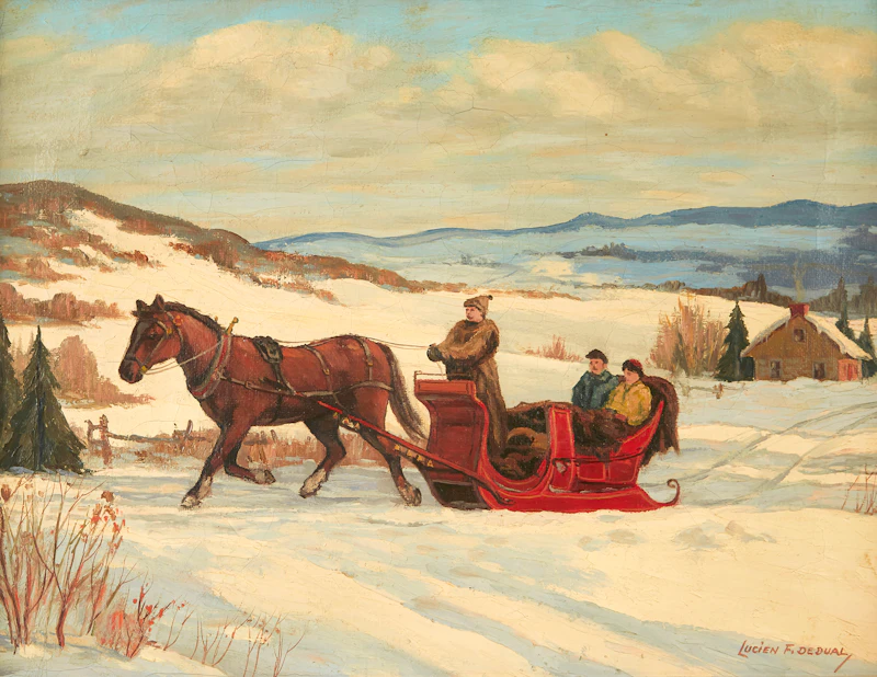 Lucien De Dual, Red Sleigh, oil on canvas - view 2