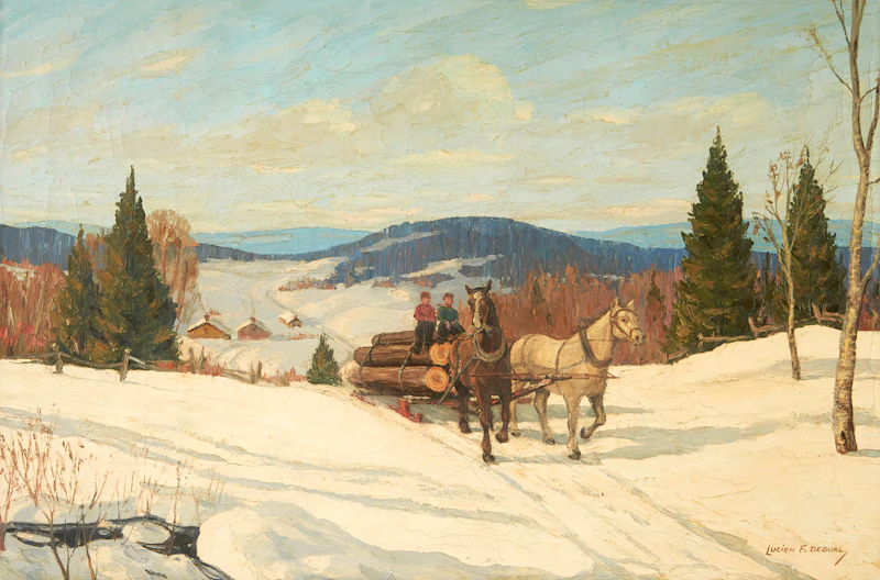 Lucien De Dual, Logging Scene, oil on canvas - view 2