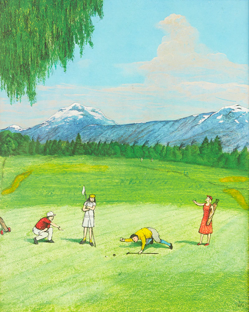 William Kurelek, The Last Putt, colour lithograph - view 2