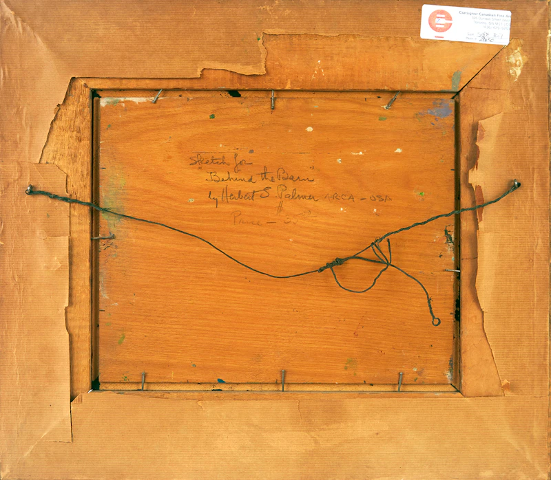 Herbert Sidney Palmer, Sketch for Behind the Barn, oil on panel - view 3