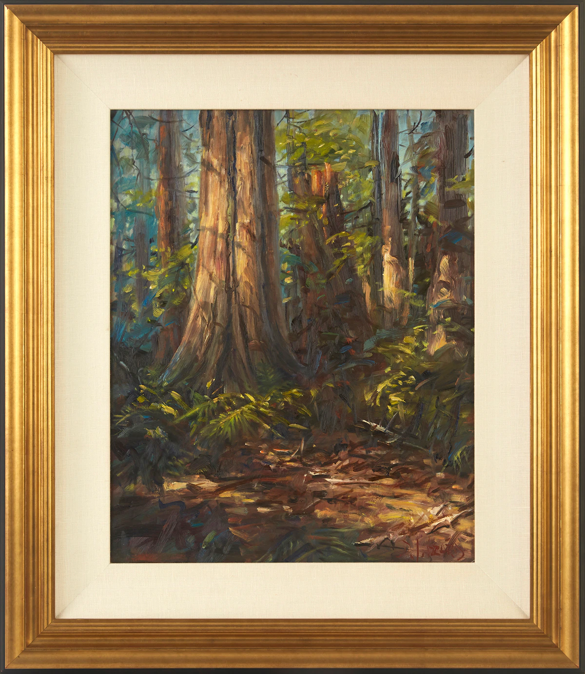 Daniel J. Izzard, Sun Patches, Stanley Park, Vancouver B.C., oil on board