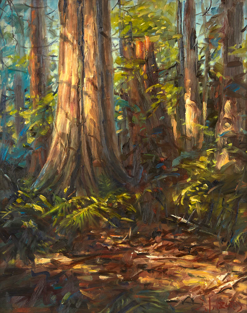 Daniel J. Izzard, Sun Patches, Stanley Park, Vancouver B.C., oil on board - view 2