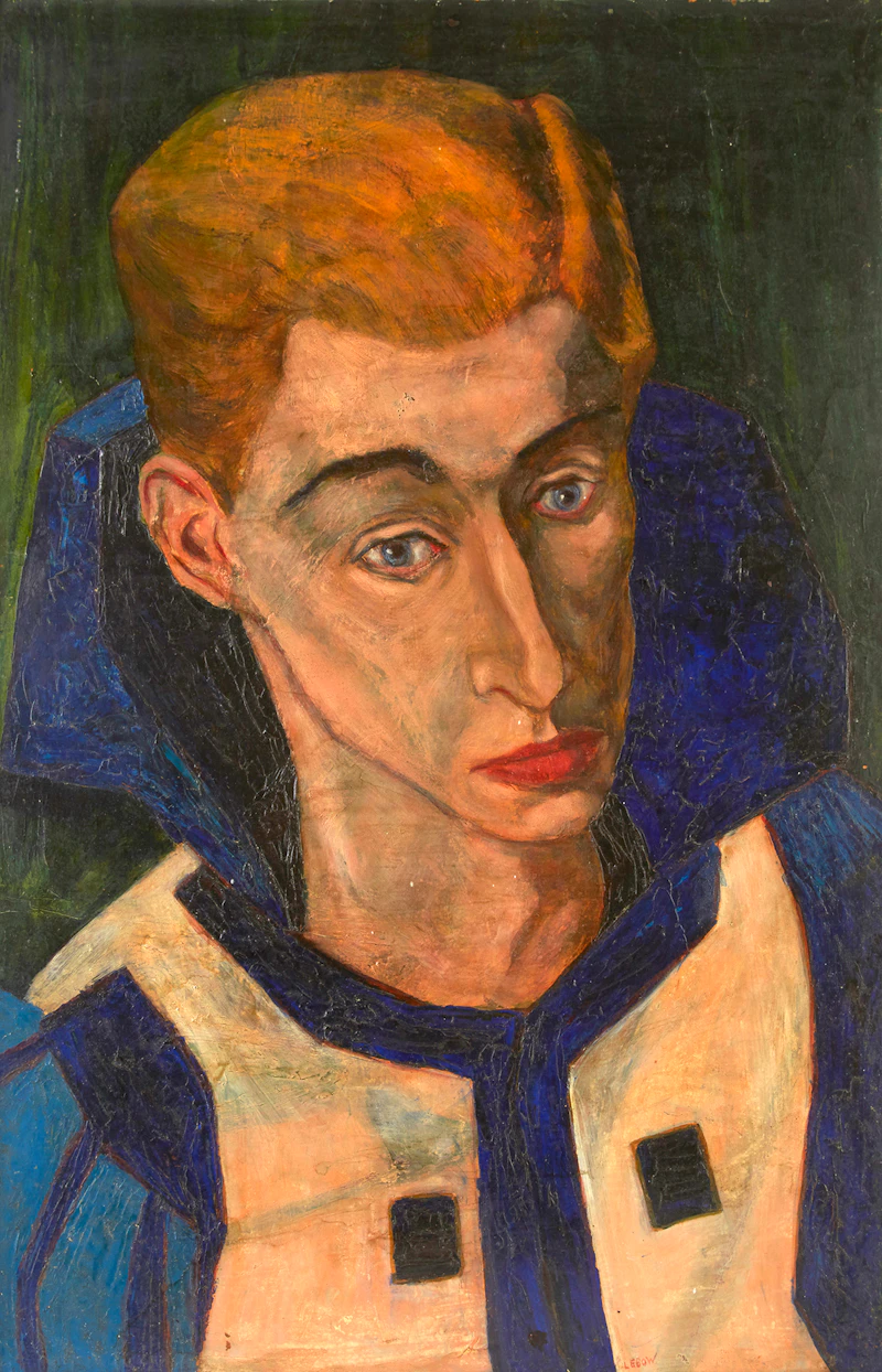Julius Leonard Lebow, Self Portrait, oil on board - view 2