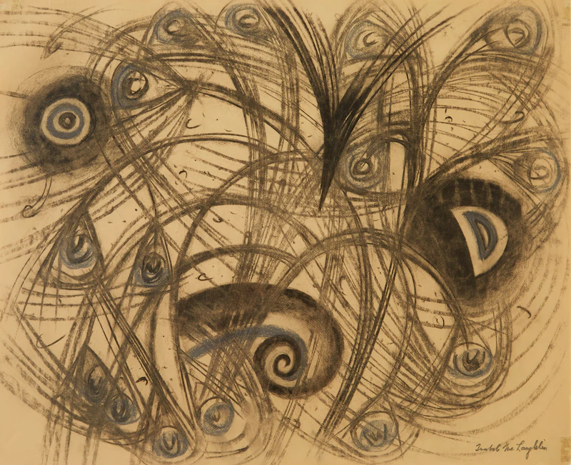 Isabel McLaughlin, Feathers and Shell, charcoal on paper, 1954 - view 2