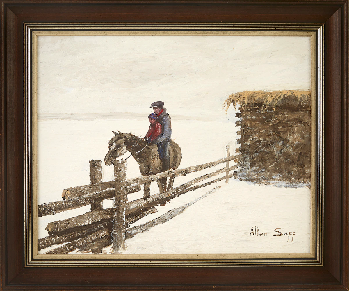 Allen Sapp, Riding Around, acrylic on canvas, 1976