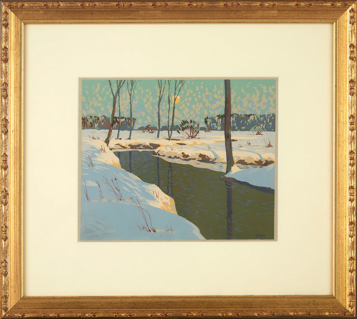 Joachim George Gauthier, Winter Stream, colour silkscreen