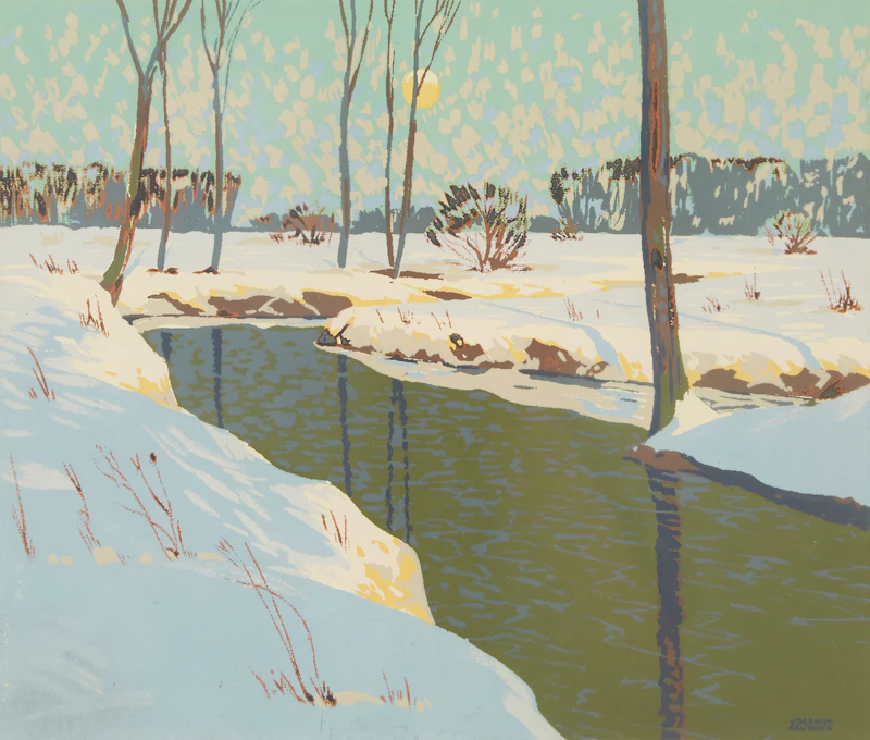 Joachim George Gauthier, Winter Stream, colour silkscreen - view 2