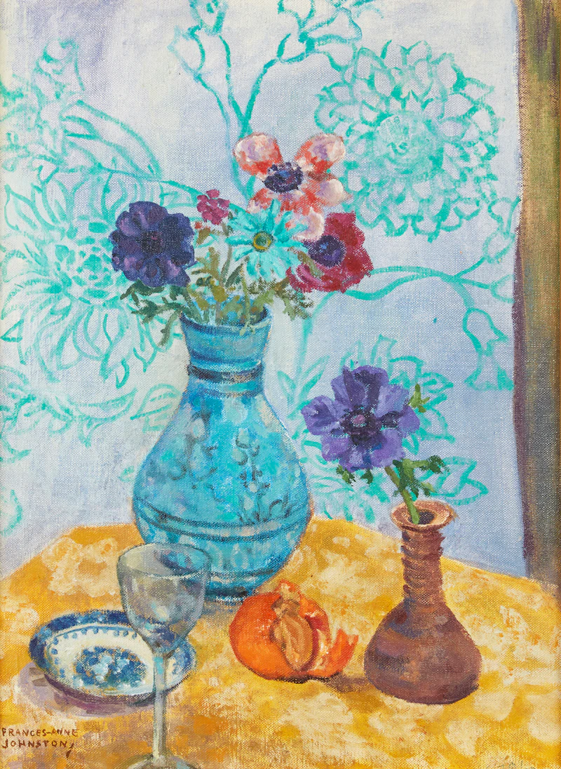 Frances Anne Johnston, Still Life with Anemonies, oil on canvas, 1970 - view 2