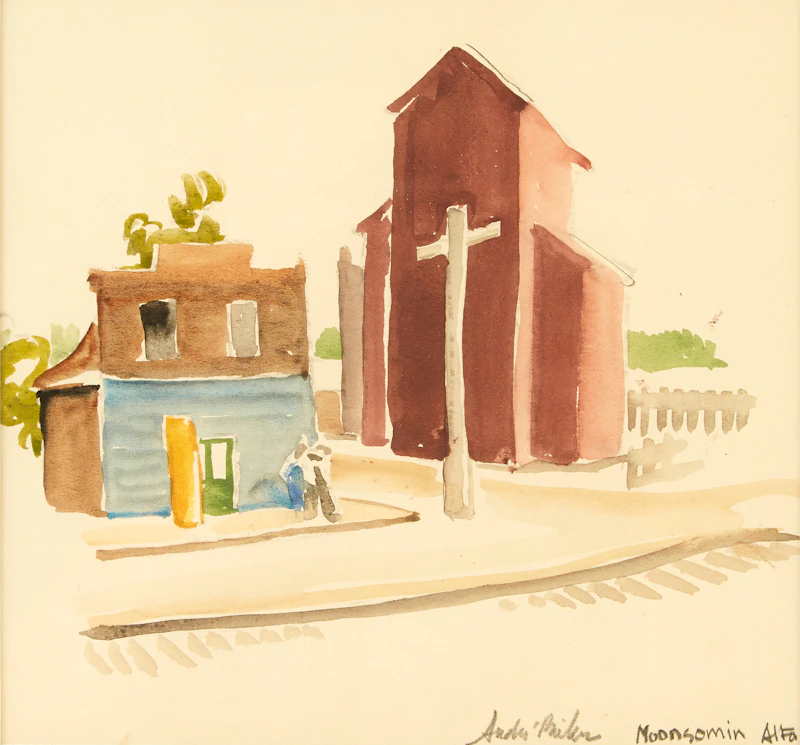 André Charles Biéler, Moonsomin, Alberta, watercolour - view 2