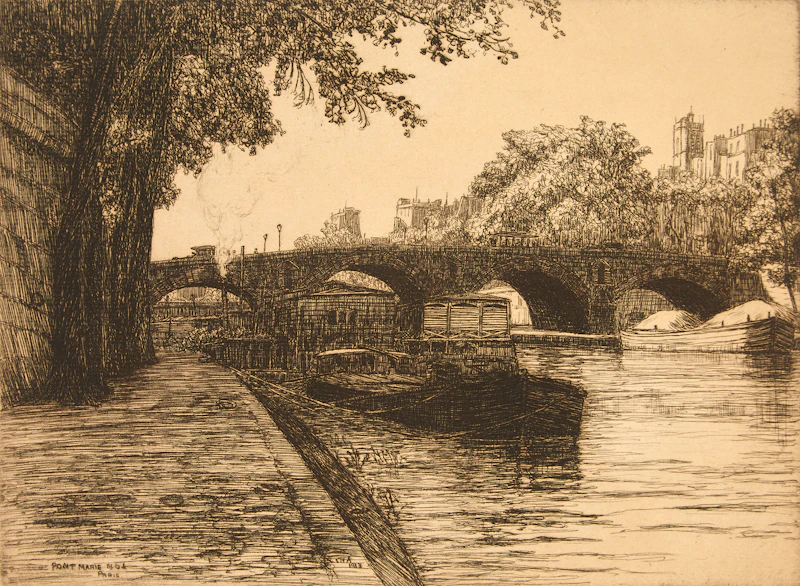 Caroline Helena Armington, Pont Marie, Paris, No.1; Le Pont des Arts, Paris No. 2, two etchings - view 2