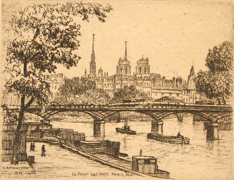 Caroline Helena Armington, Pont Marie, Paris, No.1; Le Pont des Arts, Paris No. 2, two etchings - view 6
