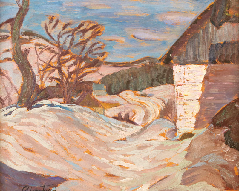Albert Edward Cloutier, After Snowfall, Val Morin, oil on board - view 2