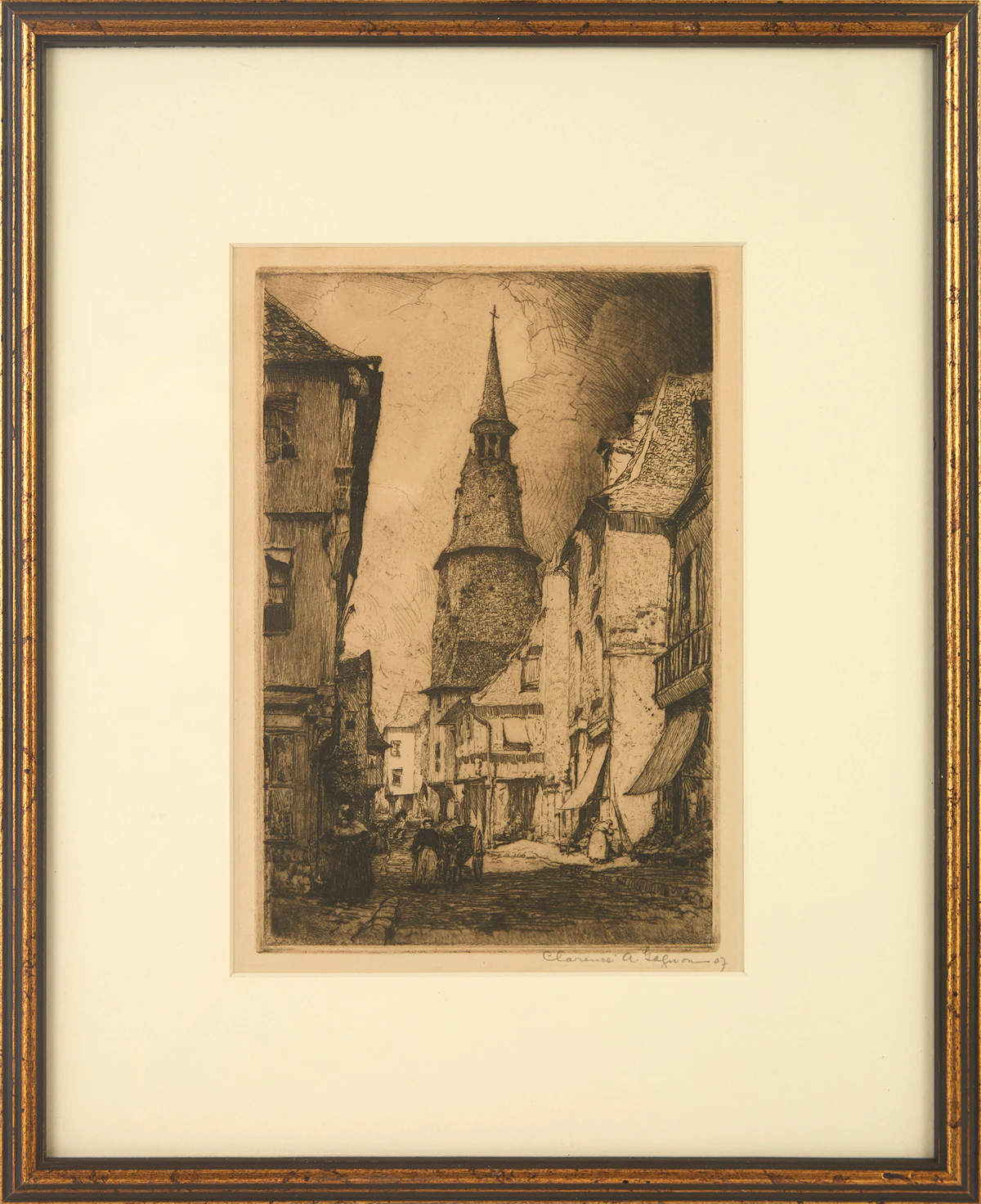 Clarence Alphonse Gagnon, Tour de l’Horloge, Dinan, etching