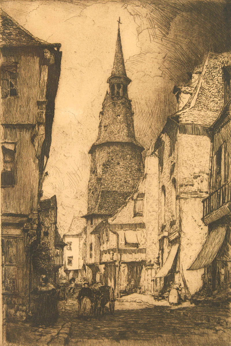 Clarence Alphonse Gagnon, Tour de l’Horloge, Dinan, etching - view 2