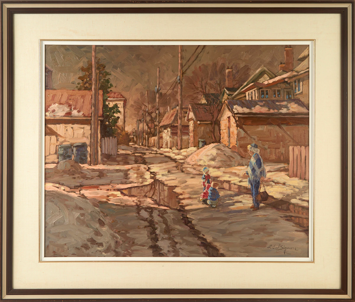 Littorio Del Signore, Le temps de jeux, Winnipeg, oil on canvas, 1985