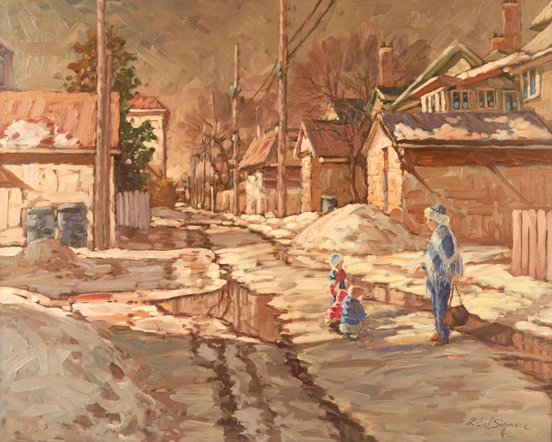 Littorio Del Signore, Le temps de jeux, Winnipeg, oil on canvas, 1985 - view 2