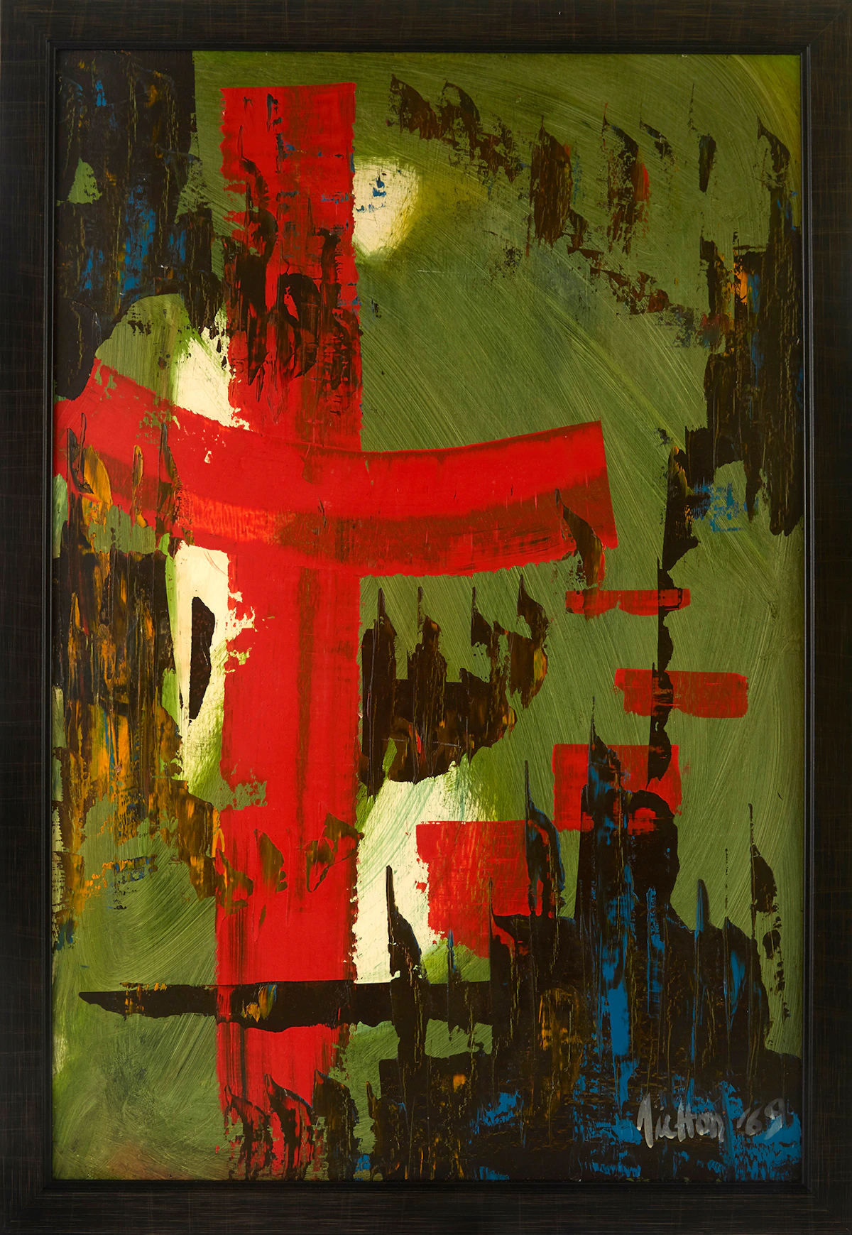 Guy Michon, Abstract, oil on board, 1969