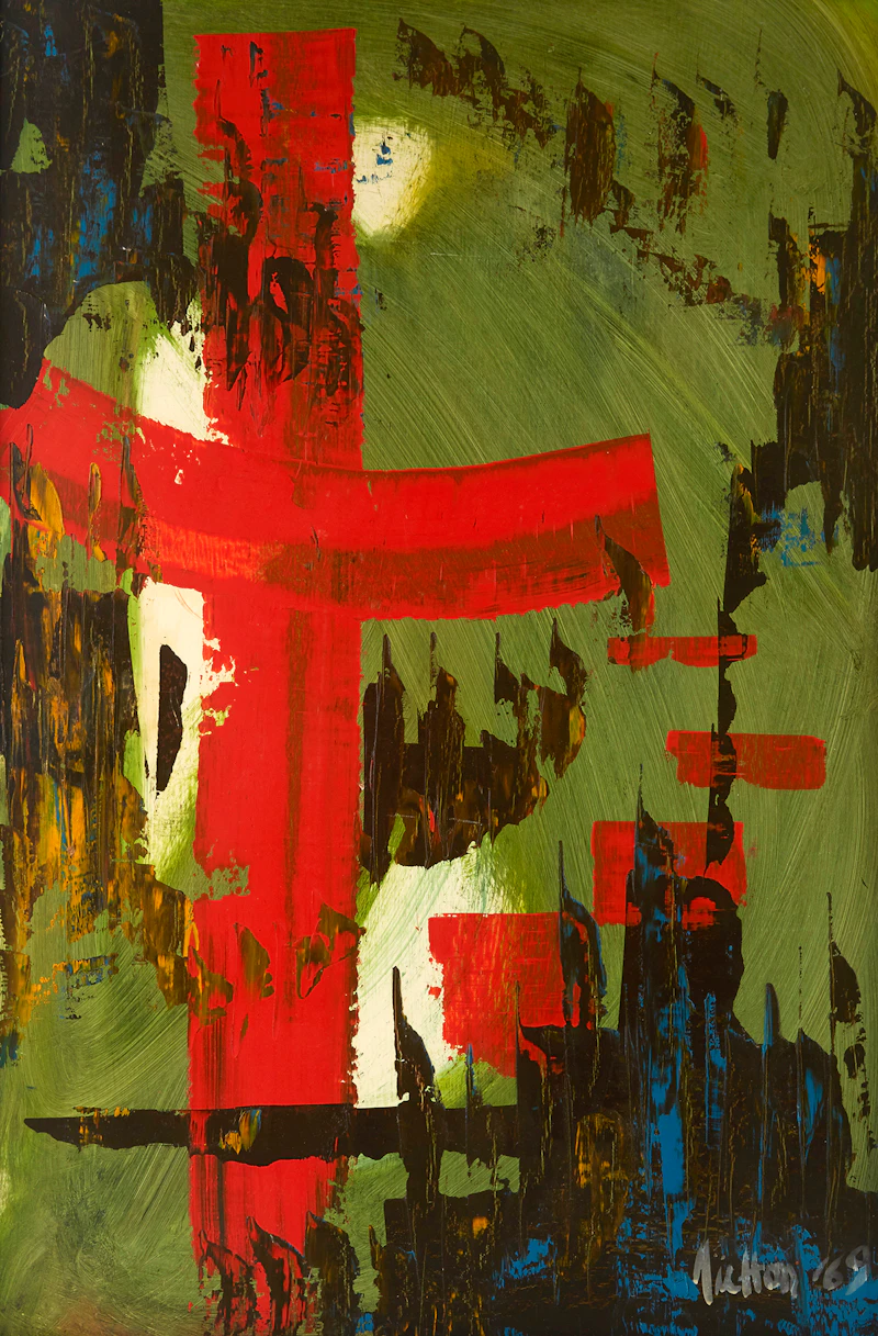 Guy Michon, Abstract, oil on board, 1969 - view 2