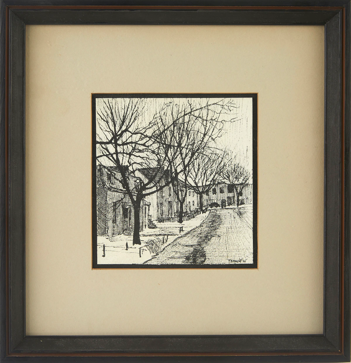 Albert Jacques Franck, Bottom of Sumach Street, ink drawing, 1965