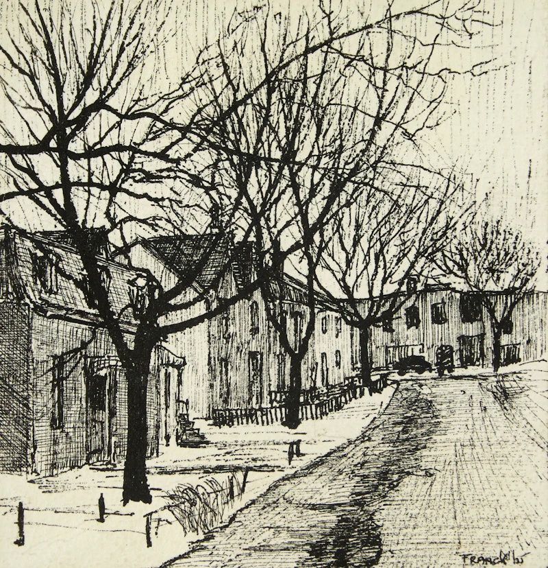Albert Jacques Franck, Bottom of Sumach Street, ink drawing, 1965 - view 2