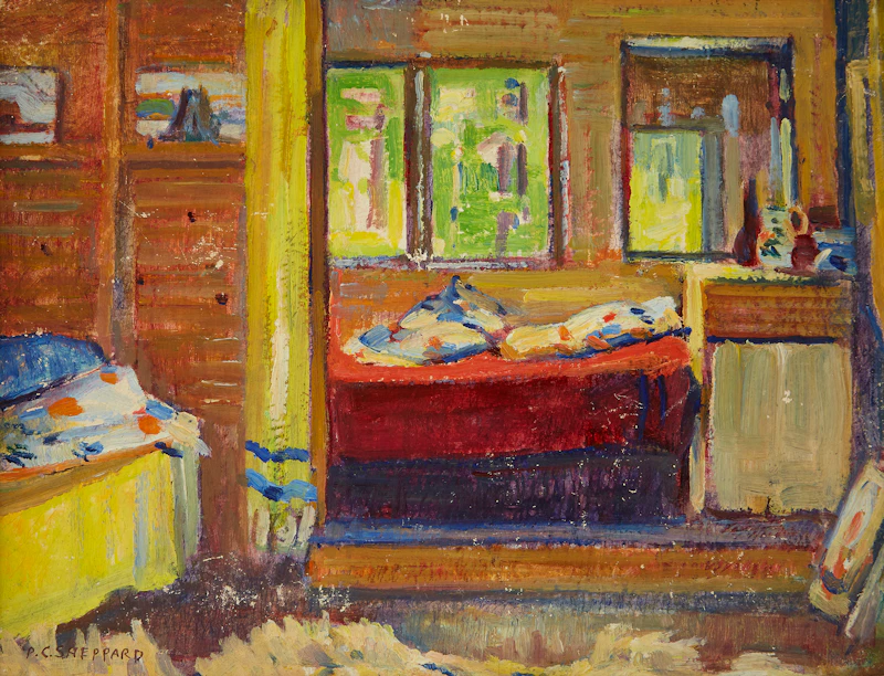 Peter Clapham Sheppard, Cottage Interior, Prospect Lake, 1944, oil on board - view 2