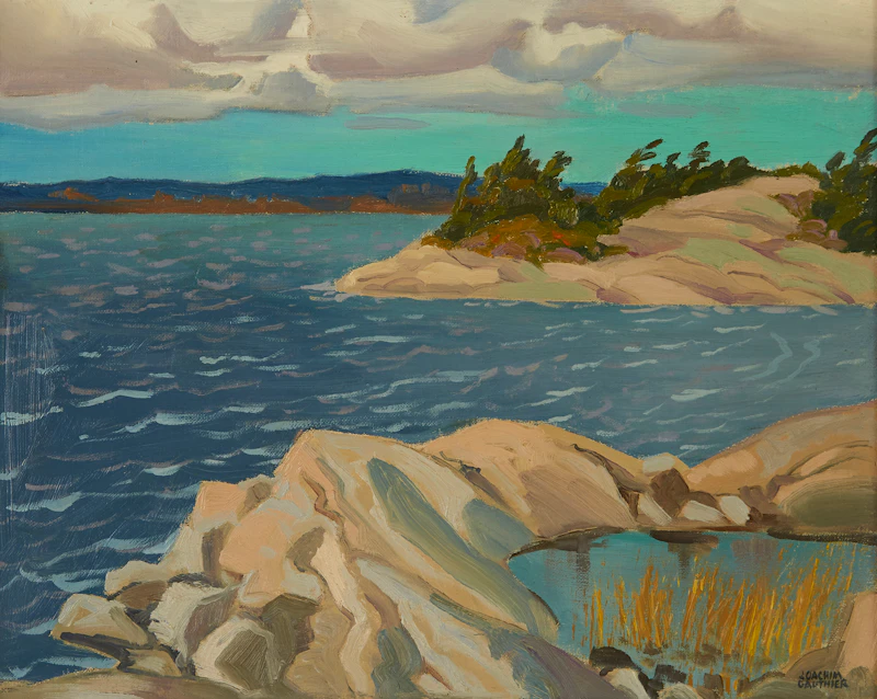 Joachim George Gauthier, Snug Harbour, Georgian Bay; Haines Lake, Parry Sound, a pair of oils on board, 1958 - view 2