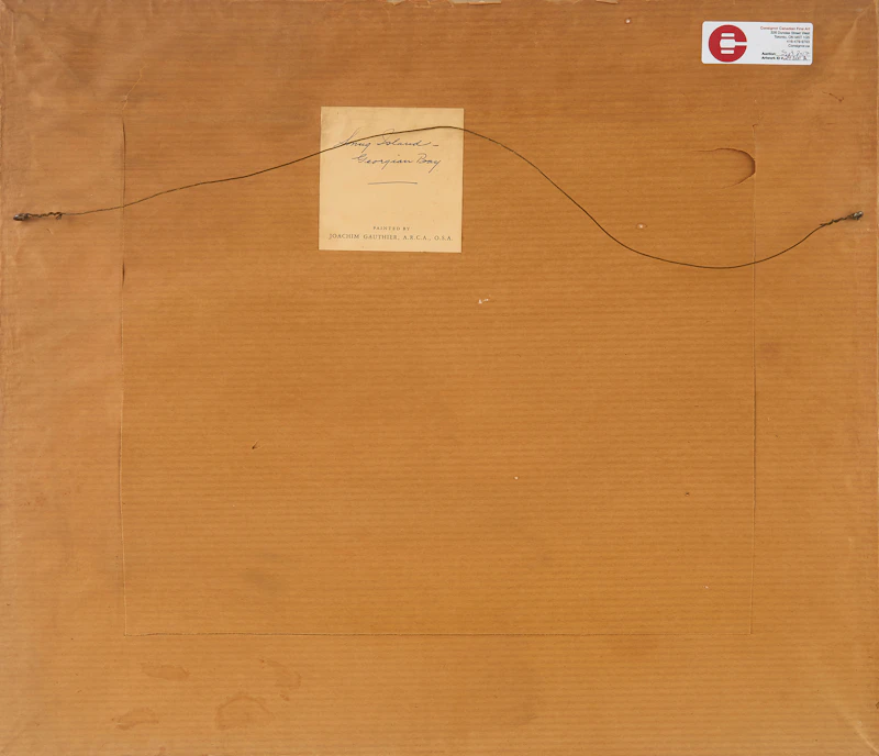 Joachim George Gauthier, Snug Harbour, Georgian Bay; Haines Lake, Parry Sound, a pair of oils on board, 1958 - view 3