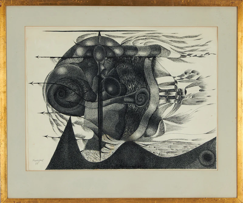 Waltraud Markgraf, Imperium, ink drawing, 1959 - view 2
