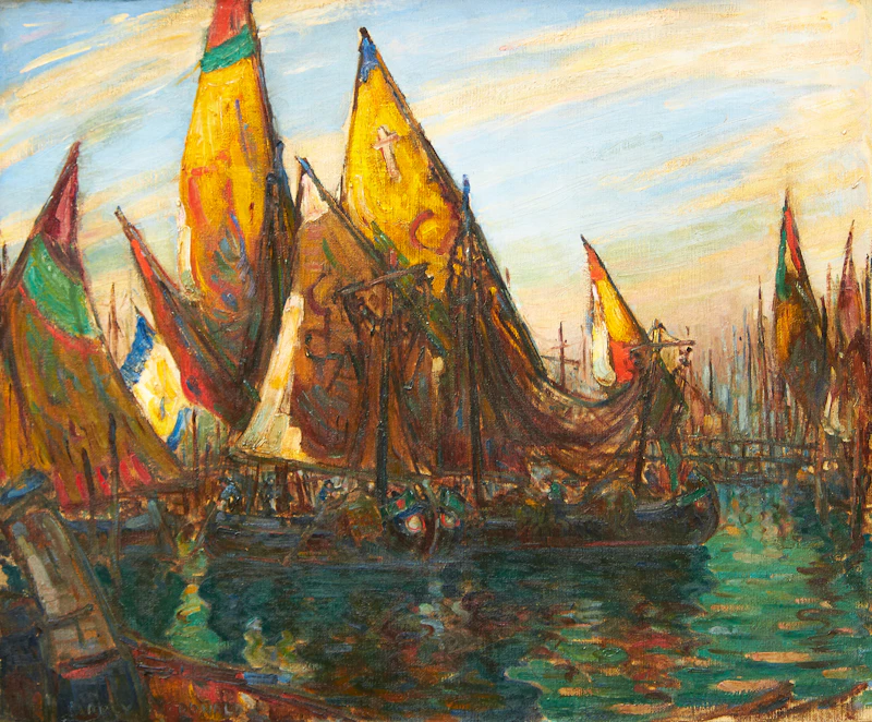 Manly Edward MacDonald, Venetian Fishing Boats, oil on canvas - view 3