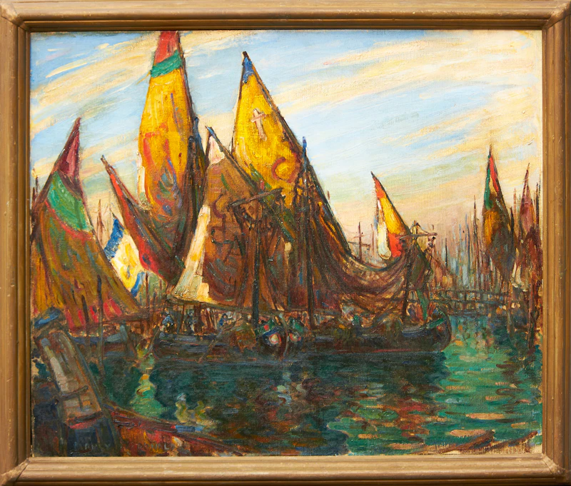Manly Edward MacDonald, Venetian Fishing Boats, oil on canvas - view 4