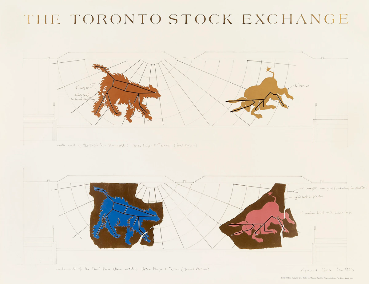 General Idea, Study for Ursa Major and Taurus, lithograph with metallic foil, 1983