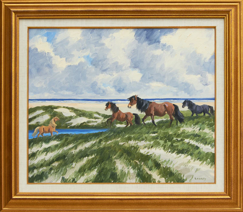 John Douglas Lawley, Ponies of the Sable Island, oil on canvas board - view 2