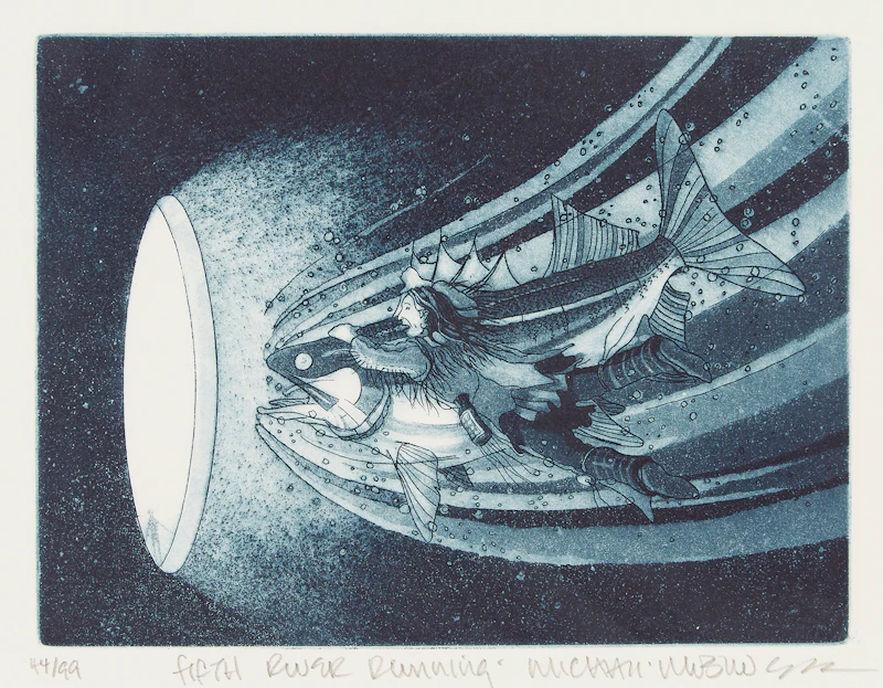Michael Robinson, Fifth River Running; Song of the Hunter; Seeing Fire for the First Time, etching and aquatint - view 2