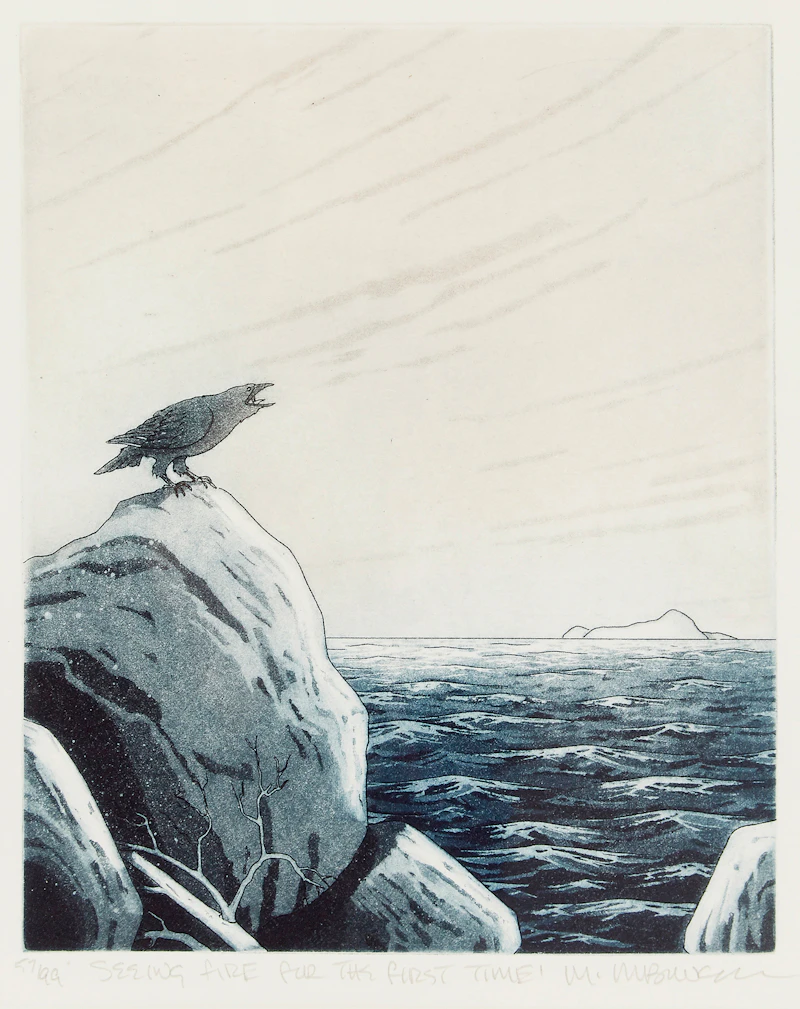 Michael Robinson, Fifth River Running; Song of the Hunter; Seeing Fire for the First Time, etching and aquatint - view 5