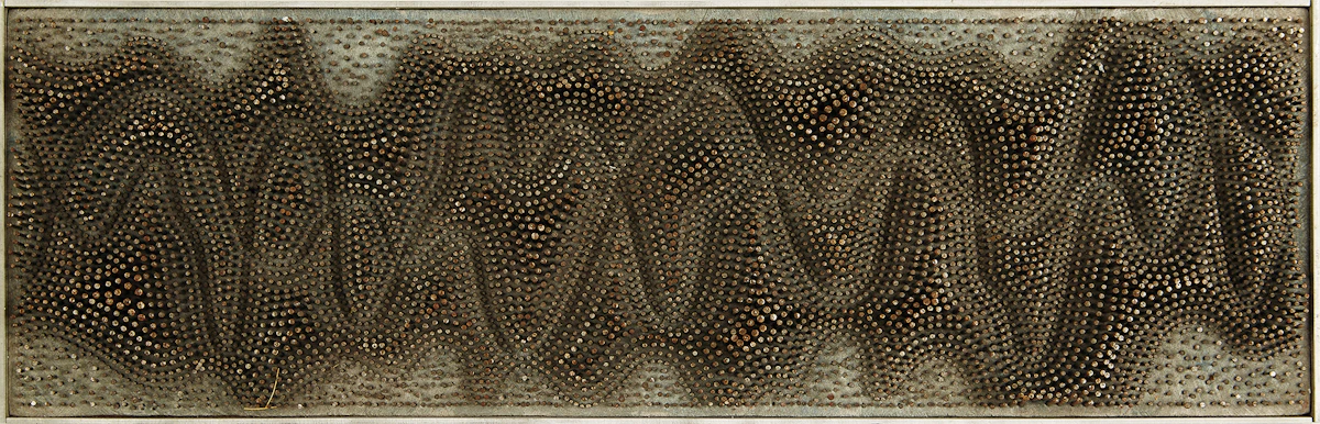 David Gerry Partridge, Sound Waves #6 - Four Party Line, mixed media sculpture (nails, 1981