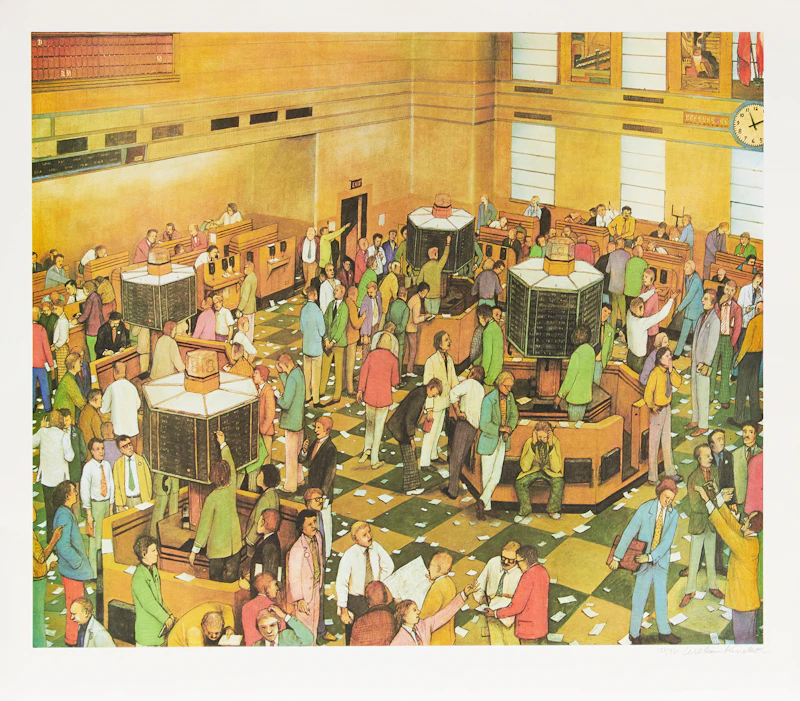 William Kurelek, Toronto Stock Exchange, colour lithograph - view 2