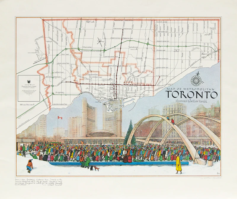 William Kurelek, Map of Toronto, colour lithograph - view 2