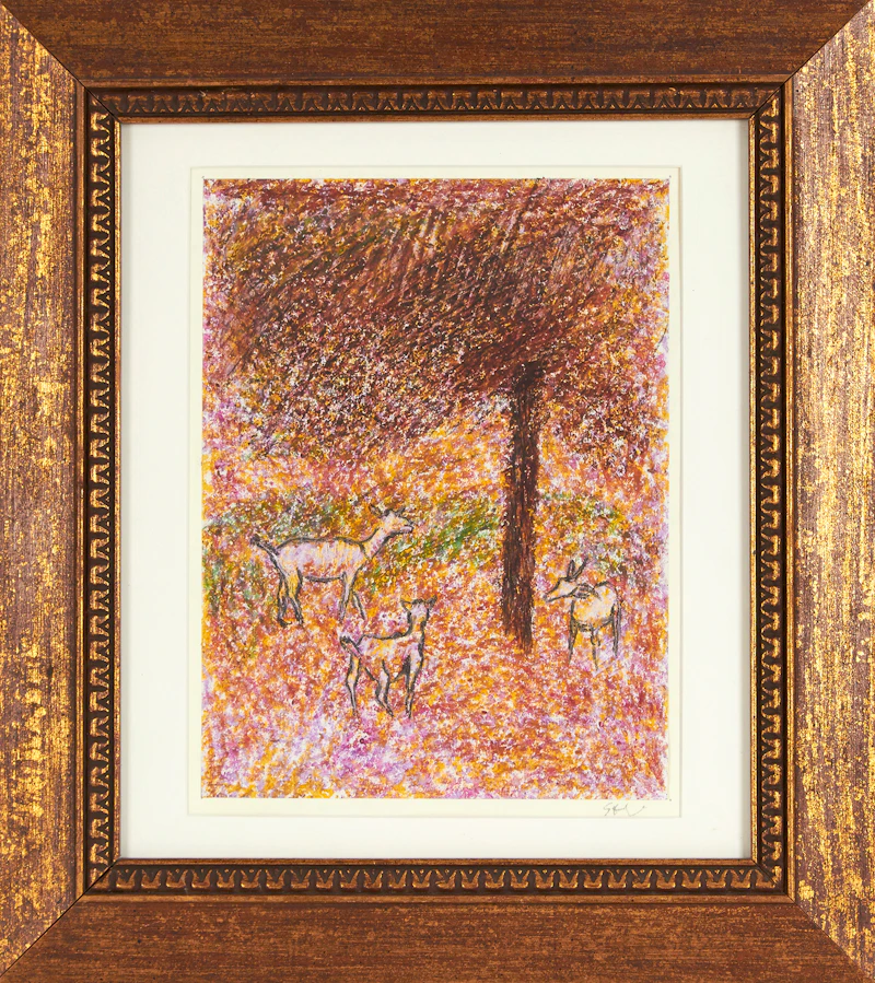 Richard Stipl, Deer in the Woods, crayon on paper, 2004 - view 2
