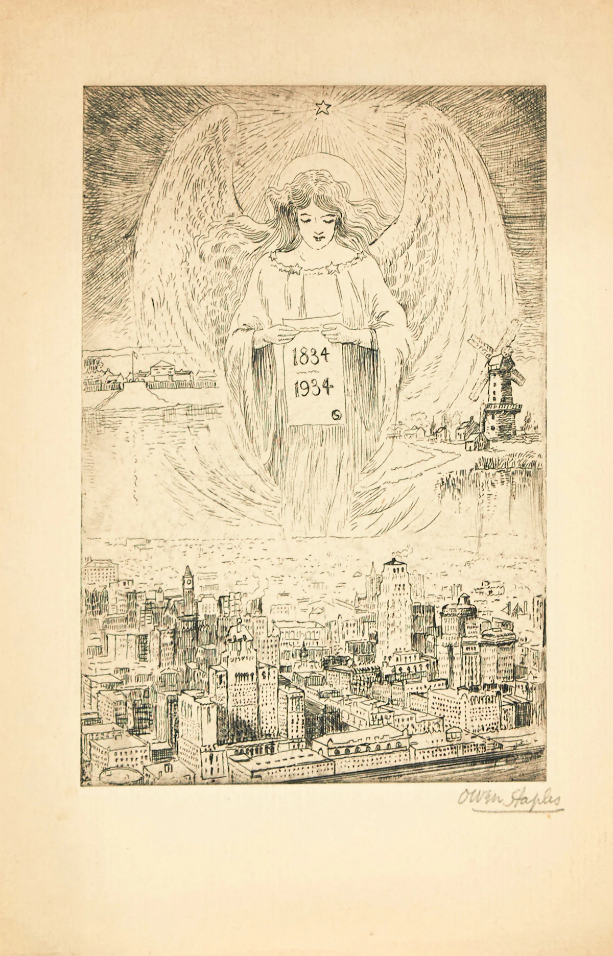 Owen Staples, Toronto 1834-1934, etching