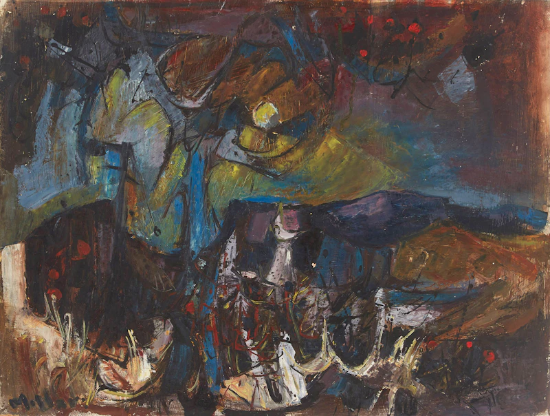 Alexander Samuel Millar, Reflections; Abstract Landscape, pair of oils on board - view 2