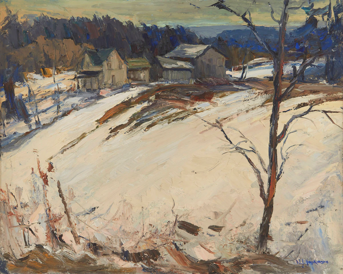 William John Hopkinson, Winter Landscape, oil on board